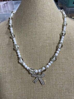 Artisan Vintage Milk Glass Necklace